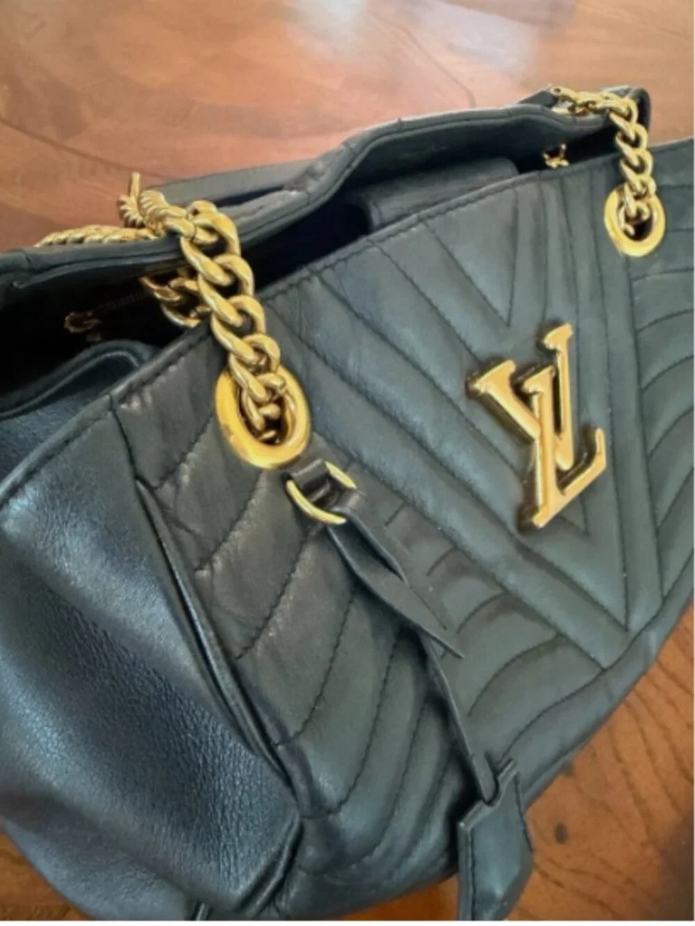 Louis Vuitton New Wave Chain Tote MM Black Quilted Leather